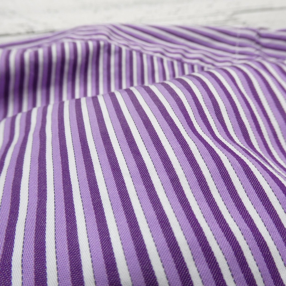 Peter Millar Shirt Mens Large Purple White Stripe 100% Cotton Dress Long Sleeve - Picture 3 of 6